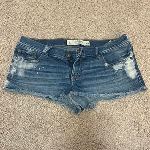 Abercrombie & Fitch Destroyed Super Short Denim Shorts